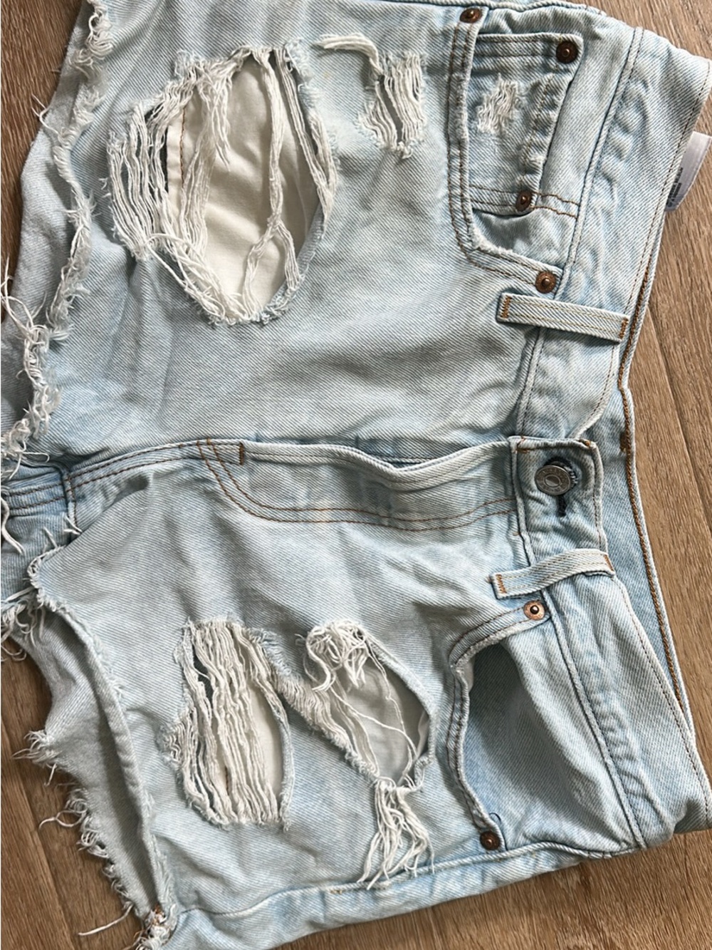 Levi's Light Blue Distressed Denim Jean Shorts